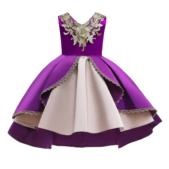 Floral Patchwork Embroidered Sleeveless Asymmetrical | Toddler Dress
