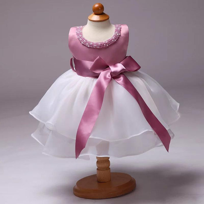 Beaded Neck Layered Sleeveless | Baby Girls Dress