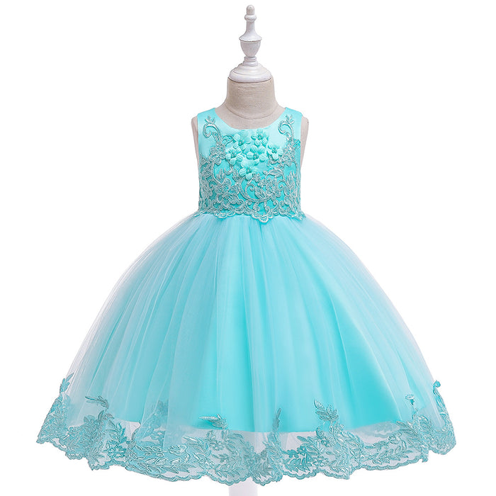 Cute Basic Coloured Floral Sleeveless Knee-Length | Girls' Dress