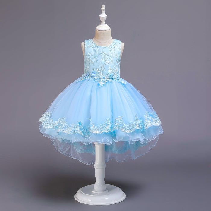 Floral Embroidered Sleeveless Asymmetrical | Girls' Dress