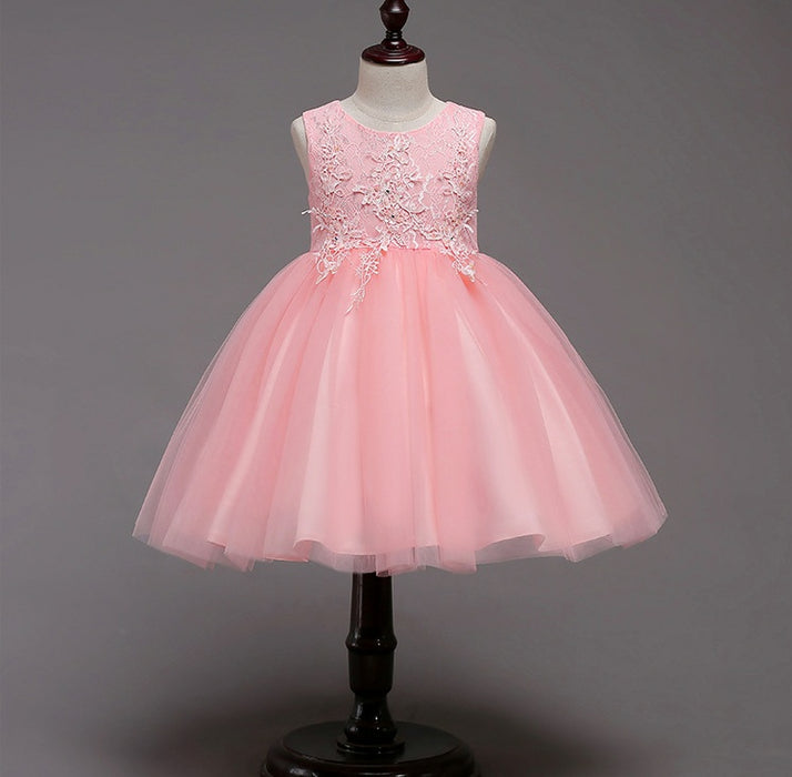 Floral Embroidered Sleeveless Knee-Length | Girls' Dress