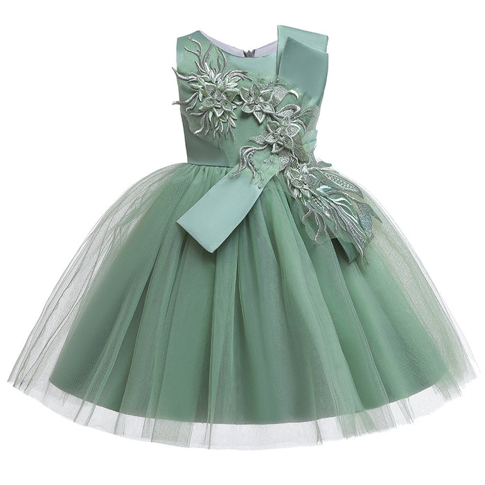 Cute Floral Embroidered Sleeveless Knee-Length | Girls' Dress