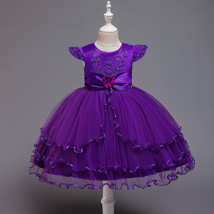 Floral Embroidered Short-Sleeve Knee-Length | Toddler Dress