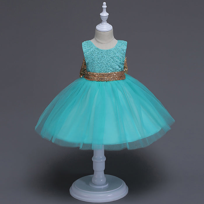 Cute Sequins Embroidered Bow Sleeveless | Girls Dress