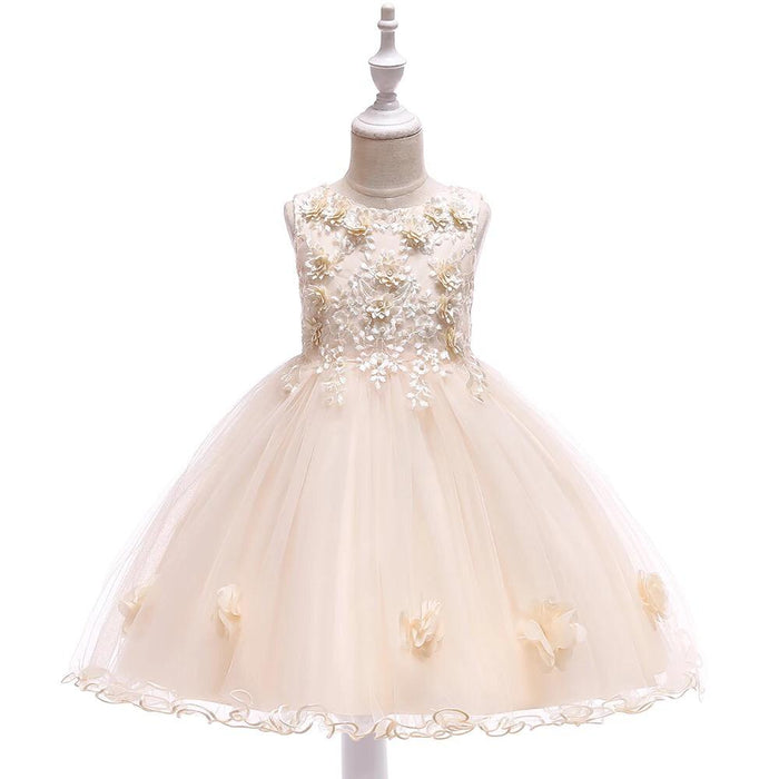 Floral Embroidered Sleeveless Knee-Length | Girls' Dress
