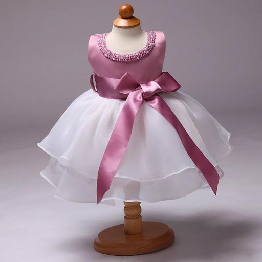 Baby Girls' Beaded Neck Layered Sleeveless Dress