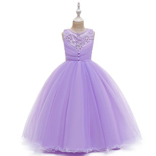 princess dress for 5 year girl | Girls' Basic Embroidered Sleeveless Maxi