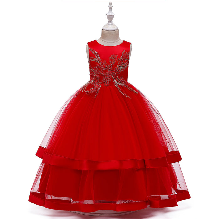red princess dress | Girls' Solid Coloured Sleeveless Maxi