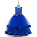 blue princess dress | Girls' Solid Coloured Sleeveless Maxi