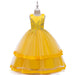 Yellow princess dresses | Girls' Solid Coloured Sleeveless Maxi