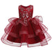 Floral Embroidered Layered Sleeveless Knee-Length | Girls Dress