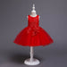Girls sleeveless dress with floral embroidery on sweet solid coloured fabric
