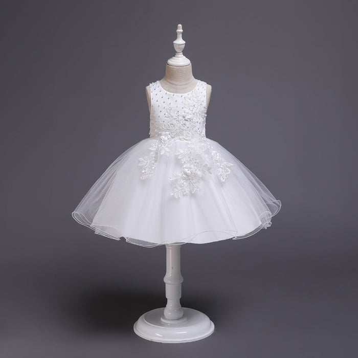 Elegant girls dress in solid colour with delicate floral embroidered design