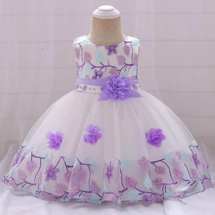 Baby Girls' Basic Floral Sleeveless Knee-length Dress