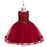 Girls' Solid Coloured Floral Embroidered Sleeveless Knee-Length Dress